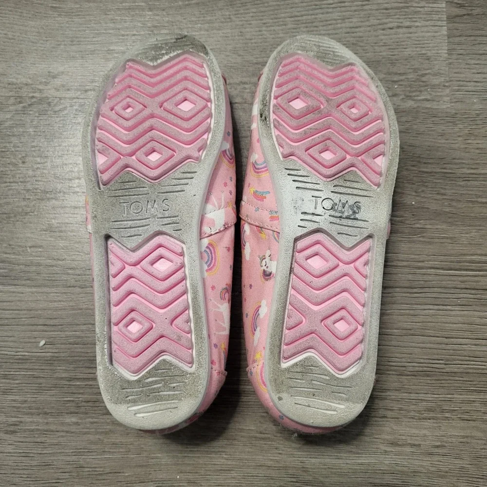 TOMS‎ Pink Unicorn Rainbow Glitter Canvas Alpargata Slip On Shoes Womens size 5